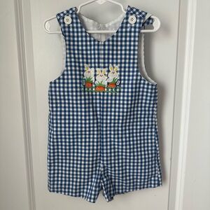 Vintage Fast Friends Gingham Bunny Romper